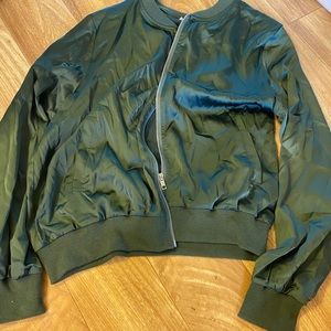 Green satin Honeybum bomber jacket size L
